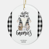 Schattige Schattigee Gnomen Zwart Buffel Plaid Keramisch Ornament (Links)