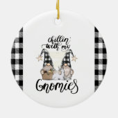 Schattige Schattigee Gnomen Zwart Buffel Plaid Keramisch Ornament (Achterkant)