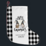 Schattige Schattigee Gnomen Zwart Buffel Plaid Kleine Kerstsok<br><div class="desc">Schattige schattige kabouters op zwarte buffel geruite achtergrond.</div>
