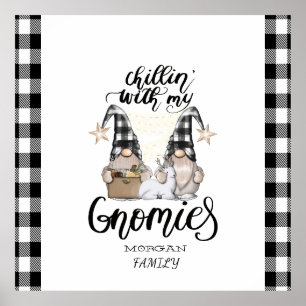 Schattige Schattigee Gnomen Zwart Buffel Plaid Poster