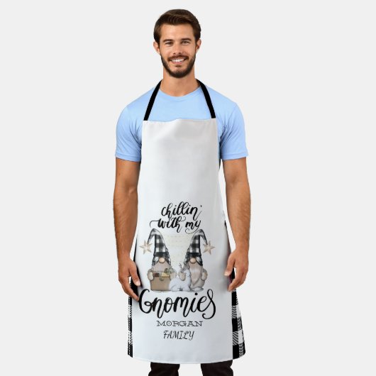 Schattige Schattigee Gnomen Zwart Buffel Plaid Schort (Gedragen)