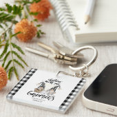 Schattige Schattigee Gnomen Zwart Buffel Plaid Sleutelhanger (Voorkant Rechts)