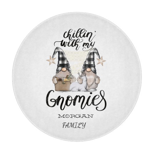 Schattige Schattigee Gnomen Zwart Buffel Plaid Snijplank (Voorkant)