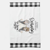 Schattige Schattigee Gnomen Zwart Buffel Plaid Theedoek (Verticaal)