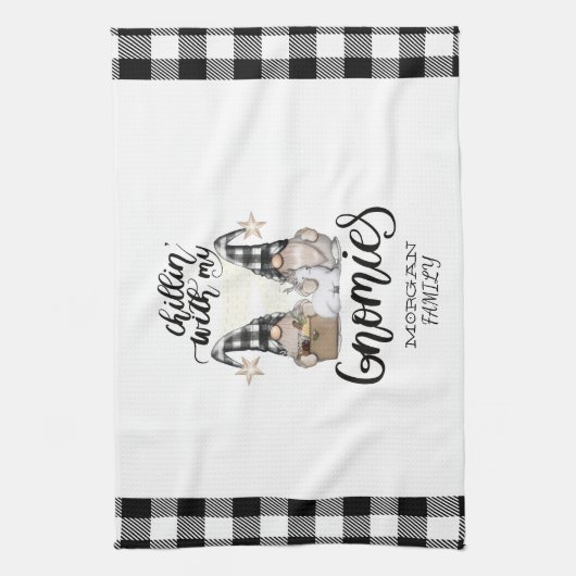 Schattige Schattigee Gnomen Zwart Buffel Plaid Theedoek (Verticaal)