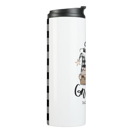 Schattige Schattigee Gnomen Zwart Buffel Plaid Thermosbeker (Gedraaid links)