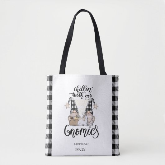 Schattige Schattigee Gnomen Zwart Buffel Plaid Tote Bag (Voorkant)