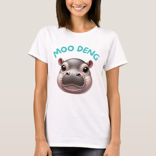 Schattige Schattigee Happy Baby Pygmy Hippo Moo De T-shirt (Voorkant)
