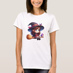Schattige Schattigee heks met 2 vogeltjes, Hallowe T-shirt