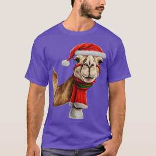 Schattige Schattigee kameel Dragen Santa Hat Chris T-shirt
