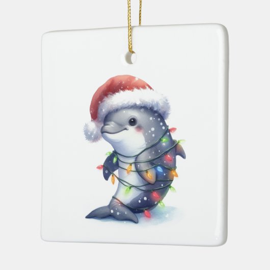 Schattige Schattigee kerstdolfijn Keramisch Ornament (Links)