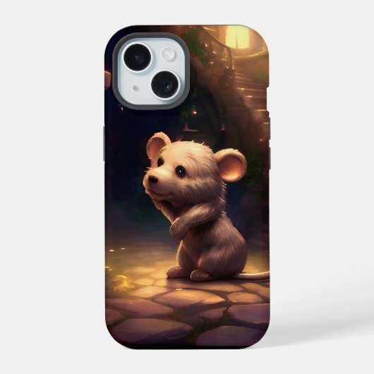 Schattige Schattigee kleine muis iPhone 15 Case (Achterkant)