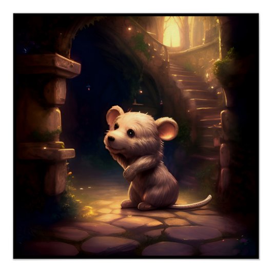 Schattige Schattigee kleine muis Perfect Poster (Voorkant)