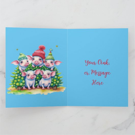 Schattige Schattigee kleine varkensvleesjes kerstg Kaart (Binnen)