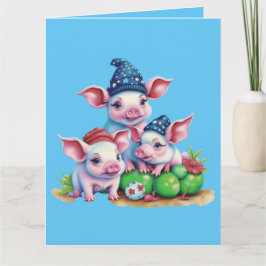 Schattige Schattigee kleine varkensvleesjes kerstg Kaart