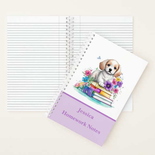 Schattige Schattigee Puppy Dog & Books Waterverf S Notitieboek (Binnen)