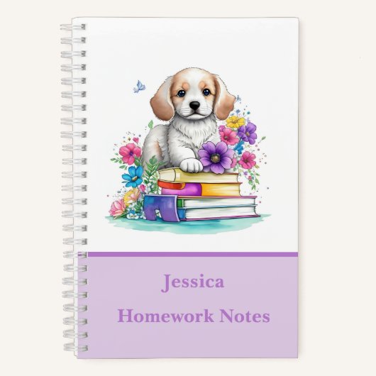 Schattige Schattigee Puppy Dog & Books Waterverf S Notitieboek (Voorkant)