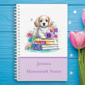 Schattige Schattigee Puppy Dog & Books Waterverf S Notitieboek
