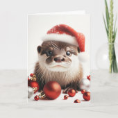 Schattige Schattigee Santa Otter Kerst Kaart (Voorkant)
