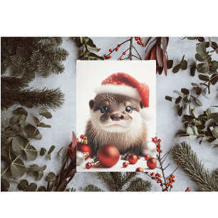 Schattige Schattigee Santa Otter Kerst Kaart