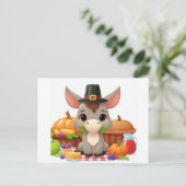 Schattige Schattigee Thanksgiving Donkey Briefkaart (Staand voorkant)
