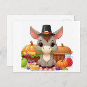 Schattige Schattigee Thanksgiving Donkey Briefkaart (Voorkant / Achterkant)