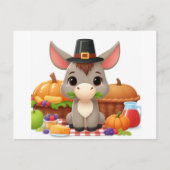 Schattige Schattigee Thanksgiving Donkey Briefkaart (Voorkant)