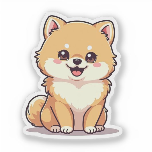 Schattige schattigheid, speelse pomerian, klein sticker (Voorkant)