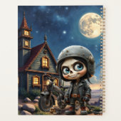 Schattige Schedel Biker | Maanverlichte Rit door d Planner (Achterkant)