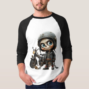 Schattige Schedel Biker Maneschijnrit door de Wo T-shirt