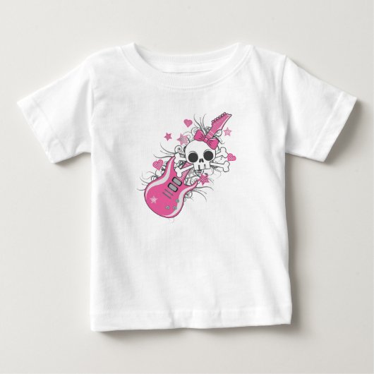 Schattige Schedel met Roze Gitaar (Voorkant)