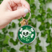 Schattige Schedel met Shamrocks Sleutelhanger (Hand)