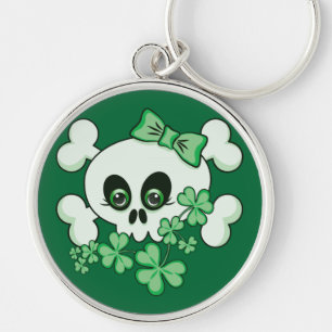 Schattige Schedel met Shamrocks Sleutelhanger