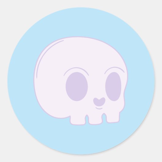 Schattige Schedel Ronde Sticker (Voorkant)