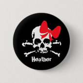 Schattige schedel zwarte douanenaam Halloween Ronde Button 5,7 Cm (Voorkant)