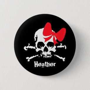 Schattige schedel zwarte douanenaam Halloween Ronde Button 5,7 Cm