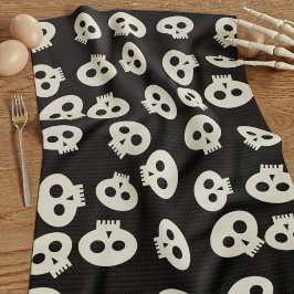 Schattige Schedelpatroon Halloween Keuken Handdoek