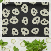 Schattige Schedelpatroon Halloween Keuken Handdoek (Gevouwen)