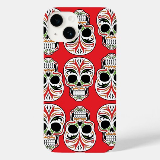 Schattige schedelpatroon met schilderdetails Rood Case-Mate iPhone Case (Achterkant)