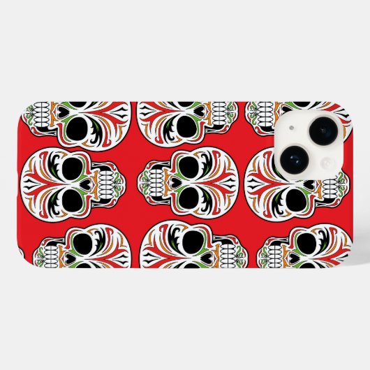 Schattige schedelpatroon met schilderdetails Rood Case-Mate iPhone Case (Achterkant (horizontaal))