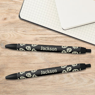 Schattige schedelpatroon zwart gepersonaliseerde p zwarte inkt pen