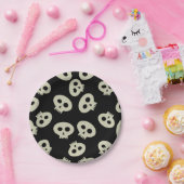 Schattige schedelpatroon zwart papier Borden Papieren Bordje (Feest)