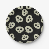 Schattige schedelpatroon zwart papier Borden Papieren Bordje (Voorkant)