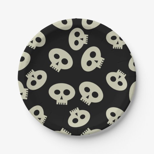 Schattige schedelpatroon zwart papier Borden Papieren Bordje (Voorkant)