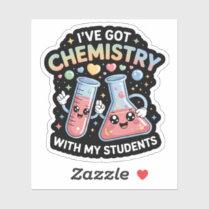 Schattige scheikundeleraar – Cute bekerglas & reag Sticker
