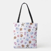Schattige schelpenpatroon, strandliefhebbers tote bag (Achterkant)