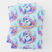 Schattige schepselpatroon van dolfijn-Zee Inpakpapier Vel (In situ)