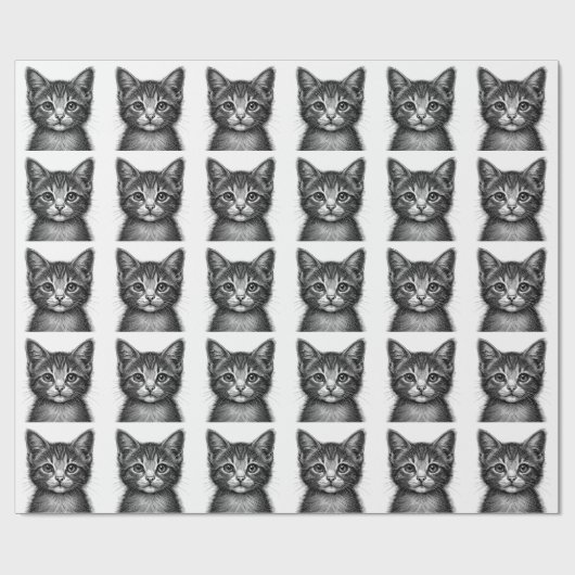 Schattige schets van de jonge kat cadeaupapier (Vlak)