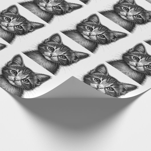 Schattige schets van de jonge kat cadeaupapier (Hoek)