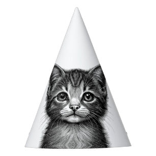 Schattige schets van de jonge kat feesthoedjes